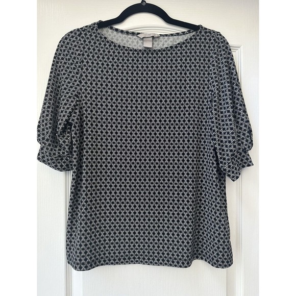 H&M Geometric Black & White Blouse Size S - Picture 1 of 6